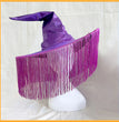Purple Pleated Halloween Party Witch Adult Tassel Cover Face Mysterious Black Color & Pleats Curved Hat