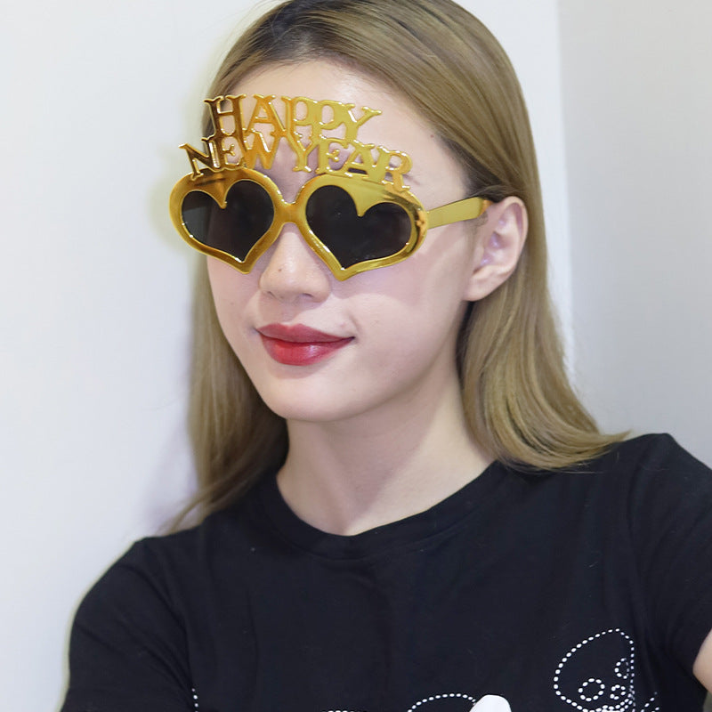 Creative 2024 Happy New Year Party Glasses Supplies Photo Props Holiday Dance Dress Up Funny Glasses