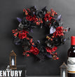 Halloween Black Red Rose Ring Wreath