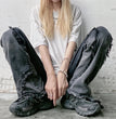 Street Retro Hip Hop Denim Pants Girl