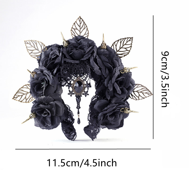 Dark Bird Bone Hair Hoop Halloween Rose
