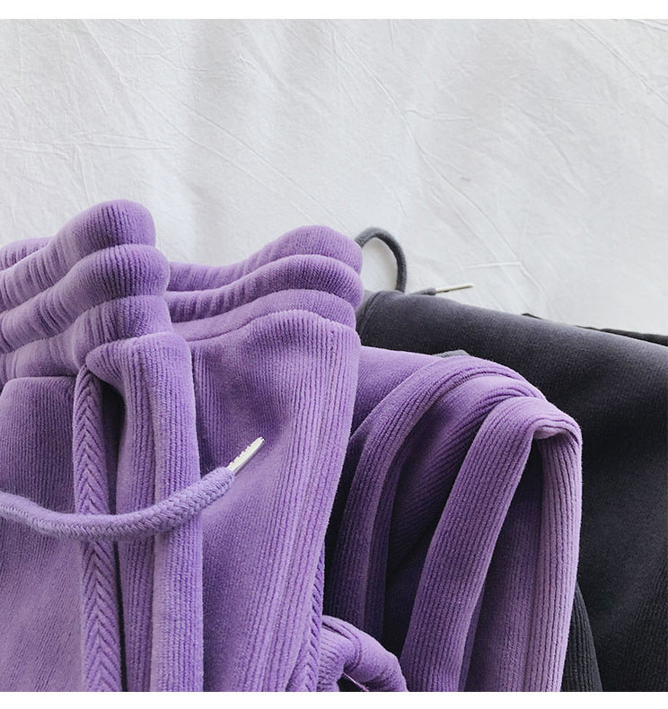 Sports Pants Female Fleece Lined Thick Loose Outerwear Casual Pants