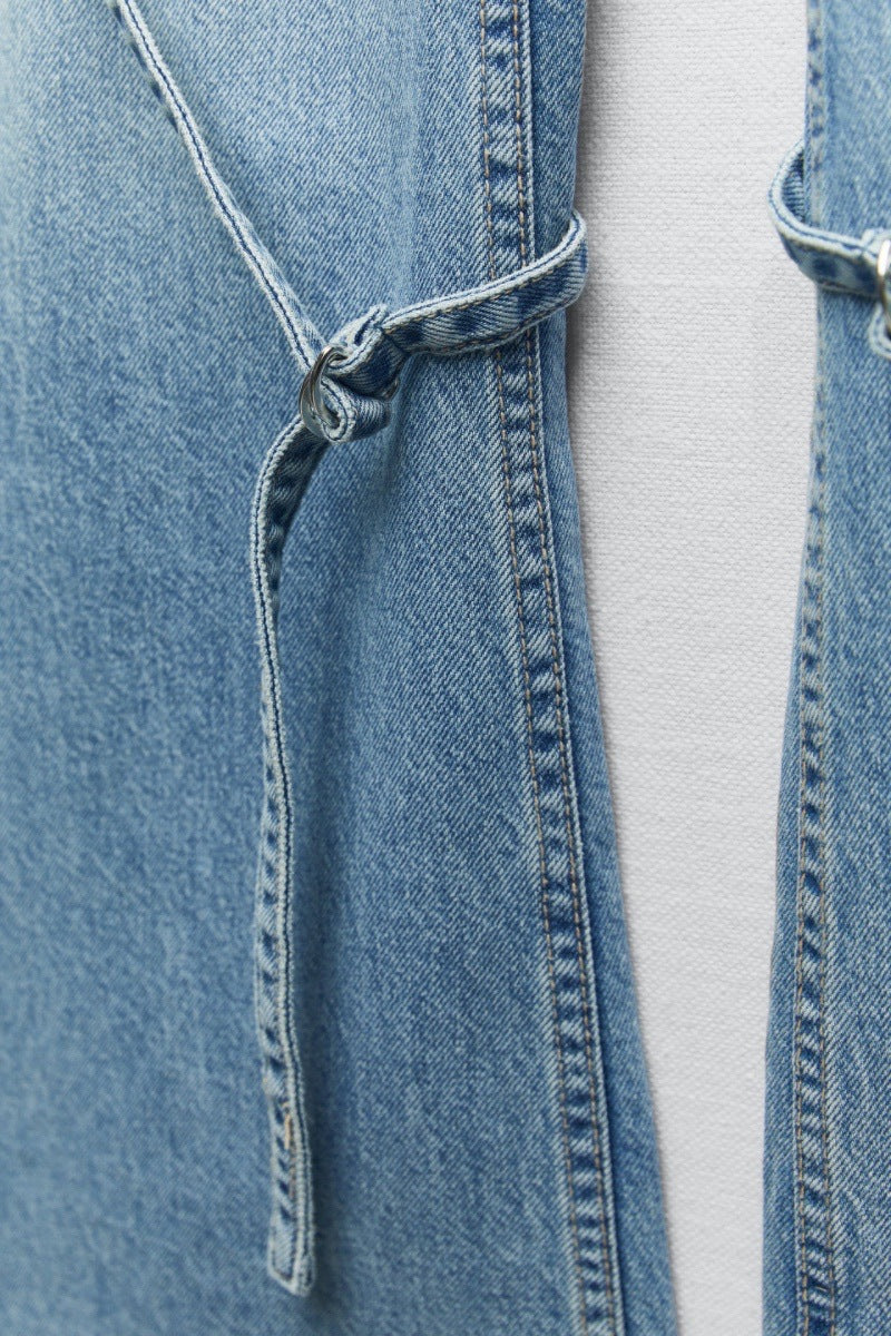 Women's Fashion Loose Strap Accessories Mid Waist Cargo Jeans