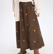 Women's Ancient Corduroy Embroidered Skirt Overknee Dress