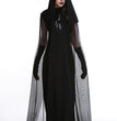 New Cosplay Halloween Women Death Hell Witch Devil Vampire Uniform Black Long Dress Party Cosplay Day Of The Dead Opera Costume