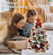 2ft Mini Christmas Tree With Light Artificial Small Tabletop Christmas Decoration With Flocked Snow, Exquisite Decor & Xmas Ornaments For Table Top For Home & Office