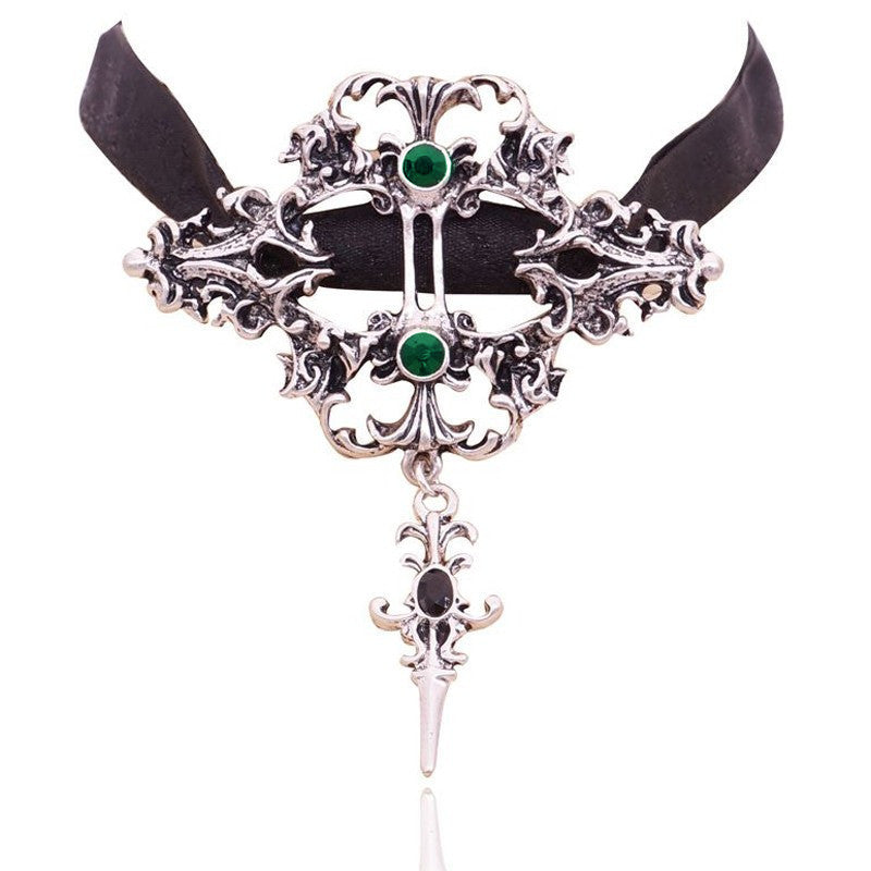 Halloween Lace Velvet Band Punk Necklace Pendant