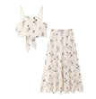 Summer New Embroidered Linen Blended Top Long Skirt