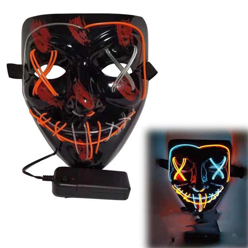 Glowing Mask Blue And Purple Left And Right Cross Two-color Halloween Props