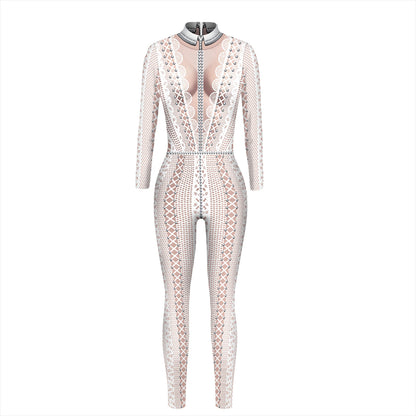 Halloween 3D Skeleton Digital Women's Digital Print Jumpsuit