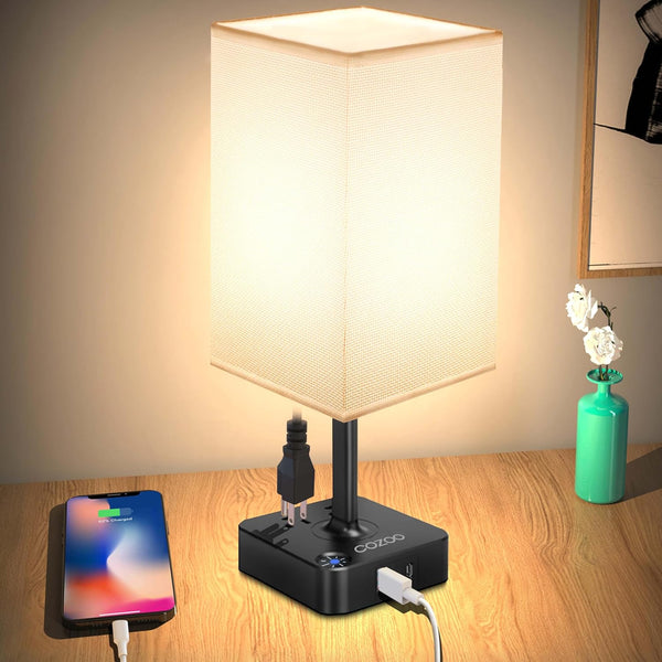Dimmable Touch Table Lamp with USB-A/C & Outlets