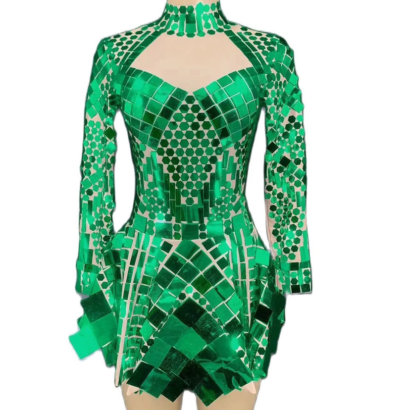 Tight-fitting Hip-pack Fringed Brightly Drilled Mesh Costumes