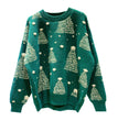 Red Christmas Tree Jacquard Warm Sweater Women