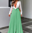 Polyester European And American Ladies Fashion Temperament Pleated Long Wide-leg Pants
