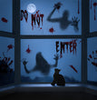 Halloween Mall Window Ghost Horror Sticker