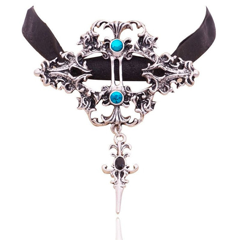 Halloween Lace Velvet Band Punk Necklace Pendant
