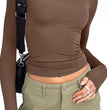 Women's Clothing Fashion Slim Long-sleeved Pullovers Tops Solid Causal Fit Shirts