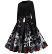 Halloween Retro Floral Print Swing Dress