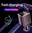 Nuokaiqi Car 8-In-1 Fast Charger with 3 Retractable Cables, 180° Direction Adjustment, LED Display, Compact Design, Premium Materials, Ideal for Road Trips