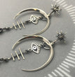 Gothic Devil's Eye Punk Earrings Halloween Accessories Ancient Silver Moon Long Metal