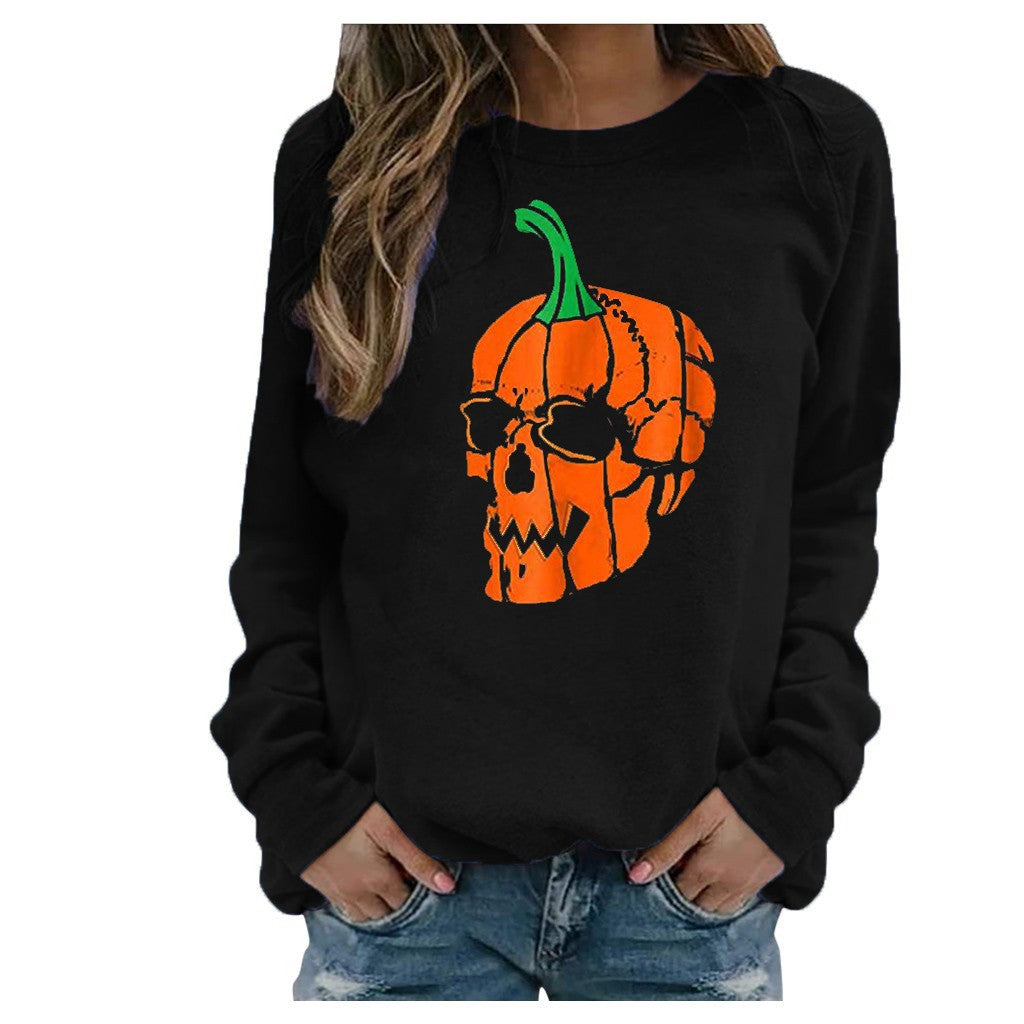 Halloween Printed Casual Loose Pullover Long Sleeve