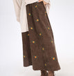 Women's Ancient Corduroy Embroidered Skirt Overknee Dress