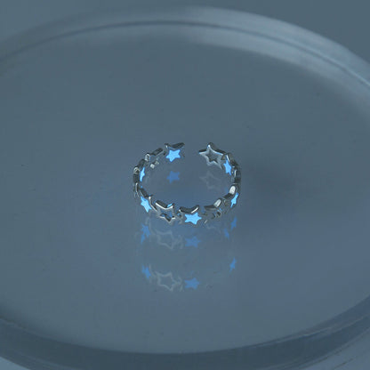 Hollow Halloween Dark Blue Five-pointed Star Zircon Ring