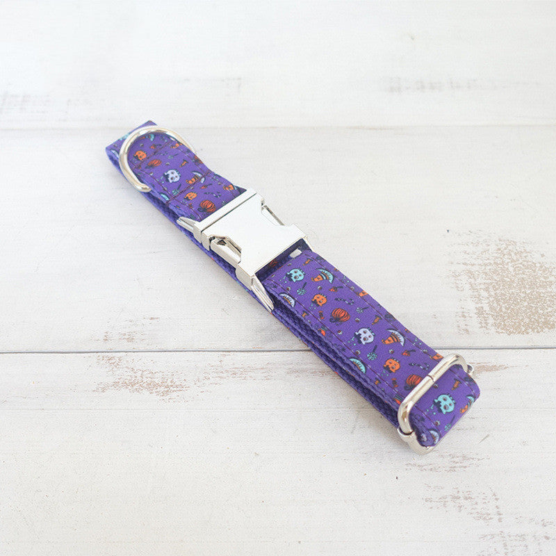 Pet Purple Halloween Print Dog Collar