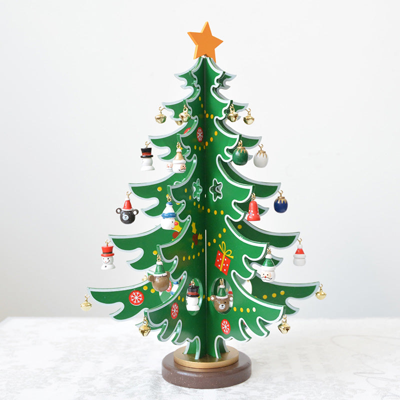 Combination Three-dimensional Pendant Villain Wooden Christmas Tree Ornament