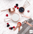 Copper Measuring Cups and Spoons Set – 8-Piece Stackable Stainless Steel Metal Measuring Utensils – Stylish and Sturdy Rose Gold Kitchen Accessories for Baking and Cooking