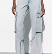 Women's Fashion Loose Strap Accessories Mid Waist Cargo Jeans
