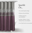 Night Sky Shower Curtain, Single, 72" W X 72" L, Gray & Purple - Sequin Shower Curtain - Sparkly Color Block Bath Curtain - Modern Glam Bathroom Decor