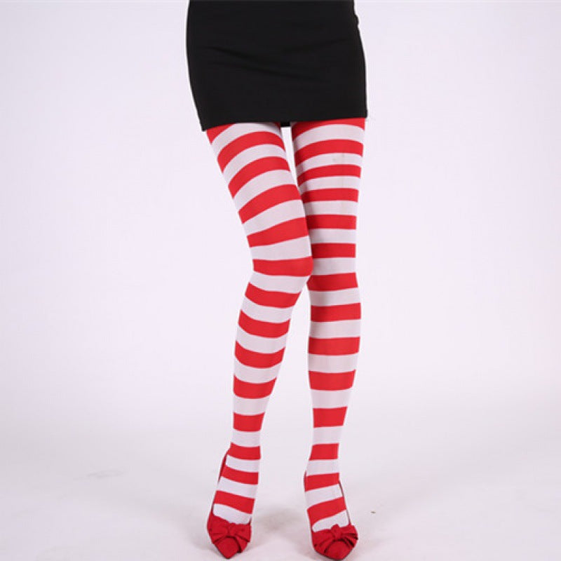 Rainbow Colorful Striped Stockings For Halloween Party