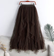 Spring And Summer New Irregular Mesh Beaded Rhinestone Long Large Hem A- Line Skirt Skirt Cake Dress