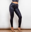 Shascullfites Melody High Waist Crackle Black Coated Lifting Pants Ring Zipper Bum Lift Leggings Push Up Leggings