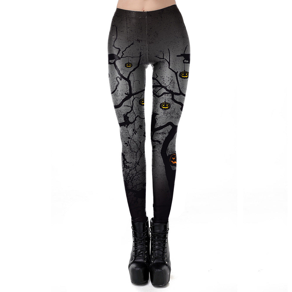 Women's Halloween Pumpkin Head Print Leggings