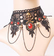 Gothic Jewelry Red Bat Halloween Necklace Lace Choker Necklace For Women Nightmare Before Christmas Black Layered Necklace