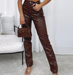 Stretch Leather Pants Women Casual PU Leather Pants Trousers Female Multicolor