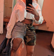 Women's Denim Stitched Camouflage Shorts
