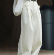 Korean Style Double Pleated Design Loose Casual Trousers Women