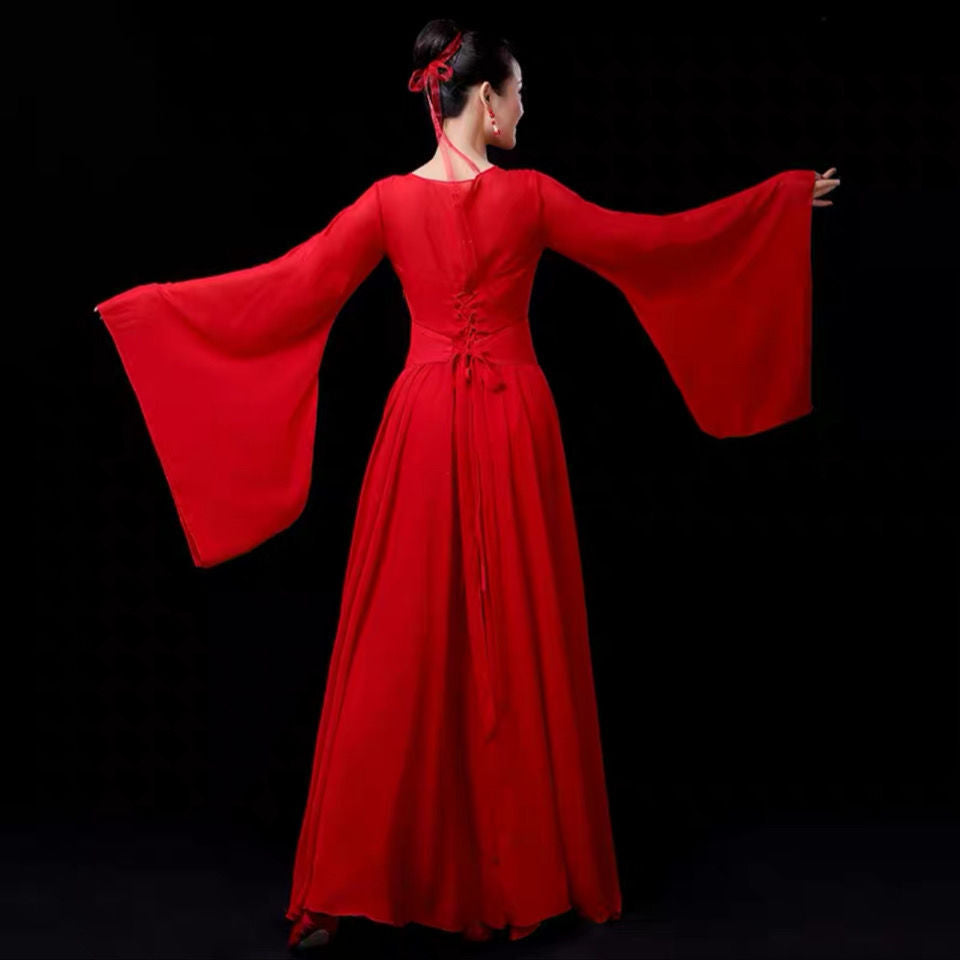 Women's Chinese Style Elegant Hanfu Monochrome Dance Costumes