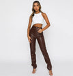 Stretch Leather Pants Women Casual PU Leather Pants Trousers Female Multicolor