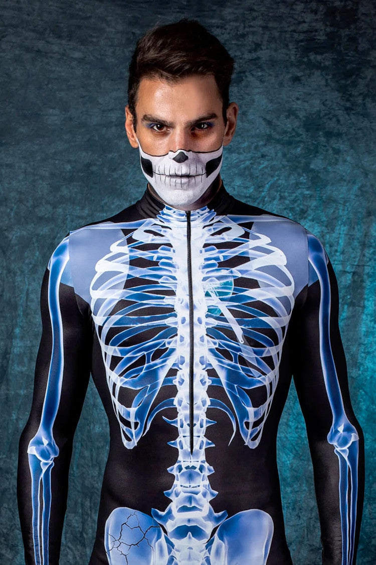 Men's Halloween 3d Horror Skull Frame Printing One-piece Evening Party