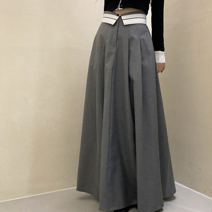 Women's Fashion Flanging Contrast Skirt