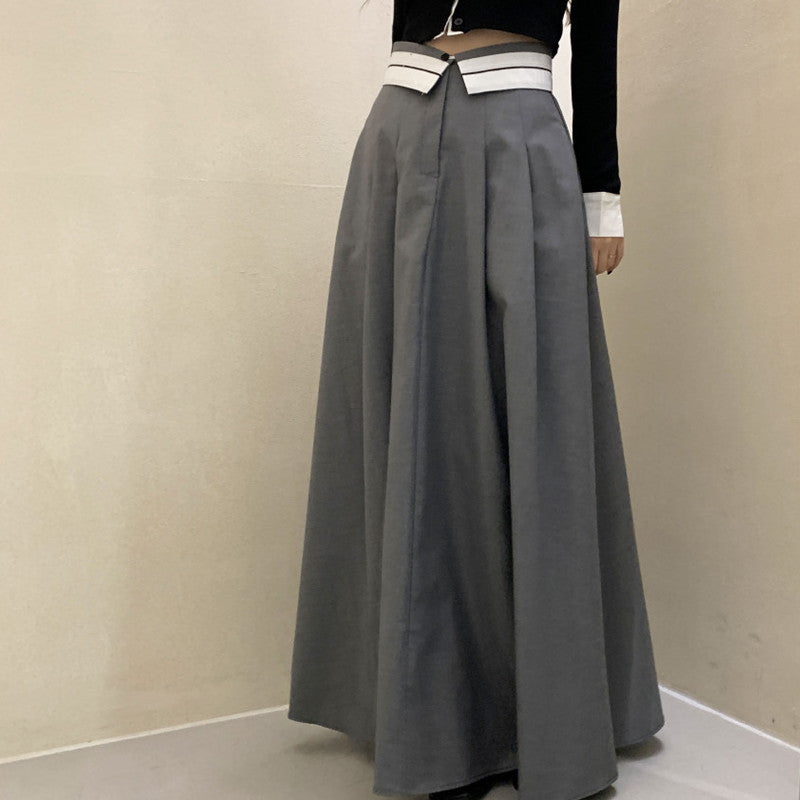 Women's Fashion Flanging Contrast Skirt