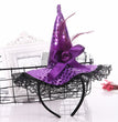 Halloween Decoration Witch Hat Headband, Masquerade Show Lace Sequin Hat Headband