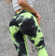 Ink Jacquard Tie-dyed Bubble Polyester Yoga Pants Slim Fit