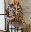 Autumn and winter vintage printed woolen coat women's long-sleeved jacket