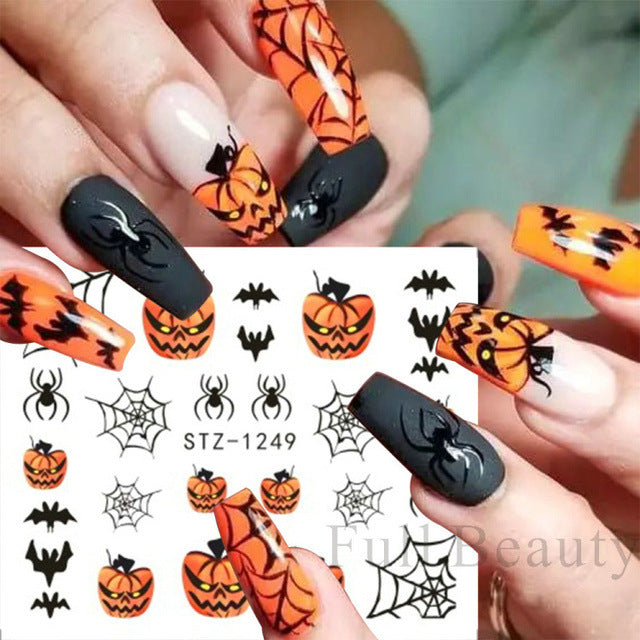 Halloween Pumpkin Nail Sticker Watermark Sticker
