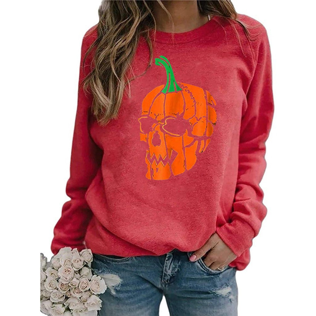 Halloween Printed Casual Loose Pullover Long Sleeve